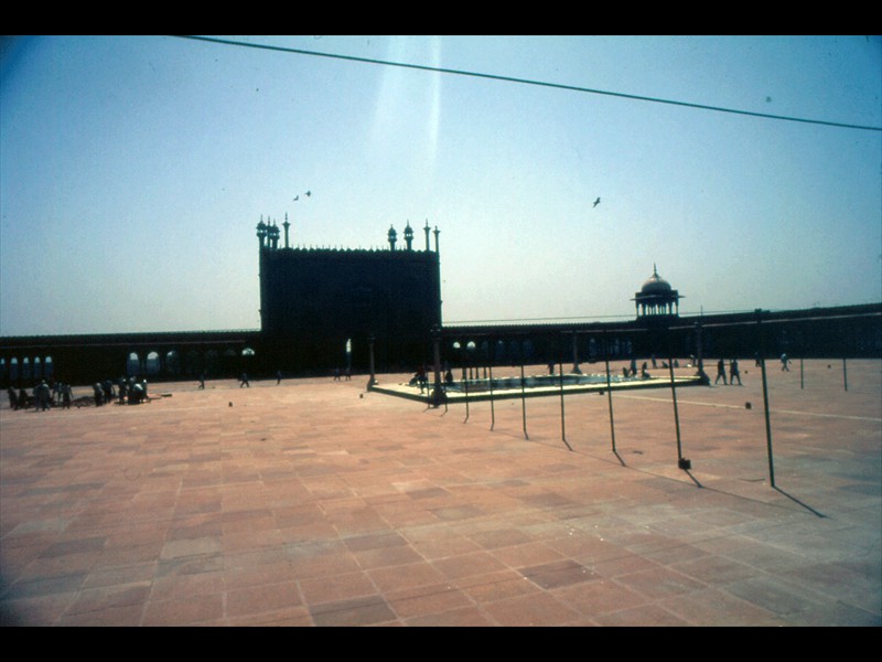 Jama Masjid la più grande moschea dell’India edificata tra il 1650 e il 1658 - Vista della grande corte di 400 metri quadrati